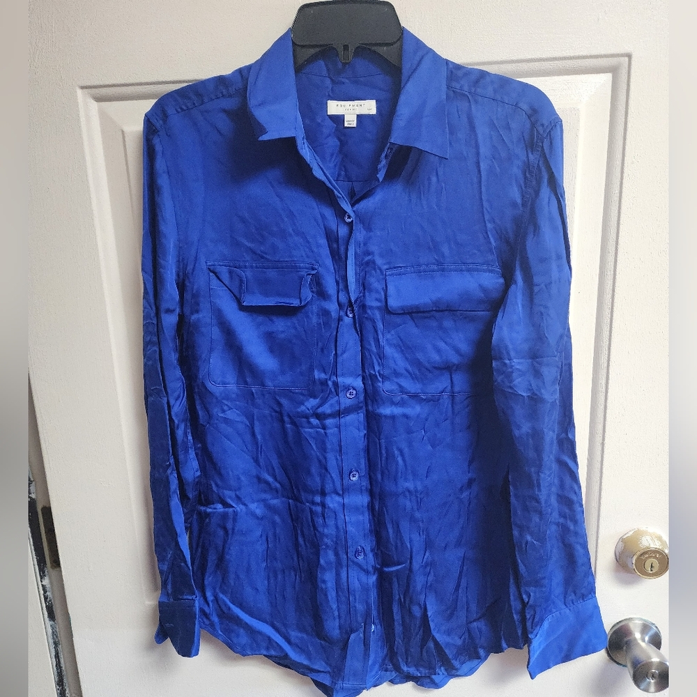 Equipment Femme Cobalt Blue  Button Down Blouse, size S